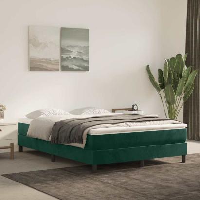 Pat box spring cu saltea, verde închis, 140x190 cm, catifea GartenMobel Dekor