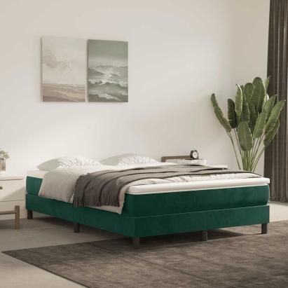 Pat box spring cu saltea, verde închis, 140x200 cm, catifea GartenMobel Dekor