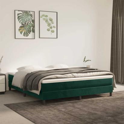 Pat box spring cu saltea, verde închis, 180x200 cm, catifea GartenMobel Dekor