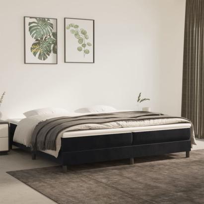 Pat box spring cu saltea, negru, 200x200 cm, catifea GartenMobel Dekor