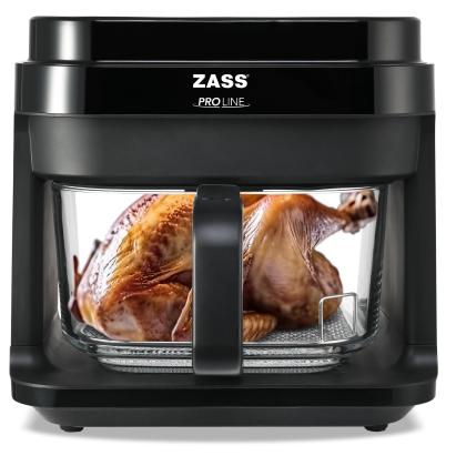 Friteuza cu aer cald ZASS ZAF 09, 5,5 litri, cos din sticla, negru
