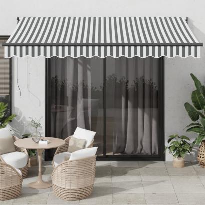 Copertină retractabilă antracit/alb, 3,5x2,5 m, textil/aluminiu GartenMobel Dekor