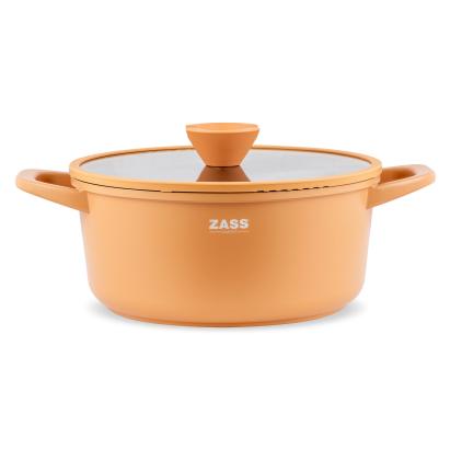 Oală din aluminiu turnat cu acoperire ceramică și capac, 24 cm, crem