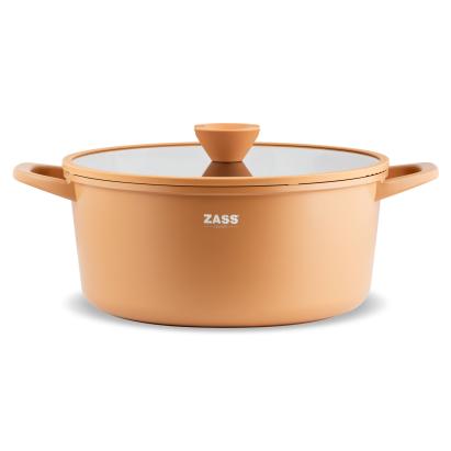 Oală din aluminiu turnat cu acoperire ceramică și capac, 28 cm, crem