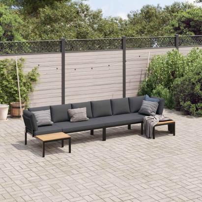 Set mobilier de grădină cu perne, 4 piese, negru, aluminiu GartenMobel Dekor