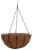 Ghiveci suspendat din cocos cu suport metalic si lant, 35x35x17 cm