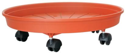 Suport rotund pentru ghiveci cu roți ICS Margherita 25 cm, teracotă
