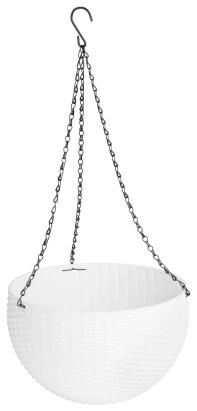 Ghiveci suspendat Strend Pro Modern alb 26x16 cm cu lant si carlig