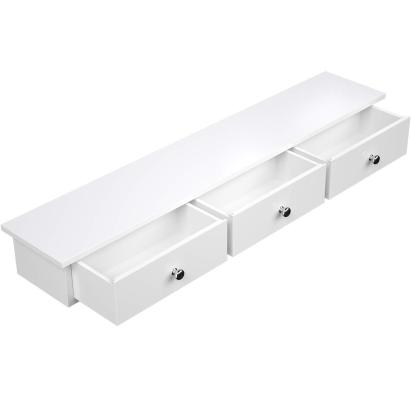 SONGMICS Raft de perete plutitor cu 3 sertare, din MDF lucios, 80x15x10 cm, alb Household NewTrend