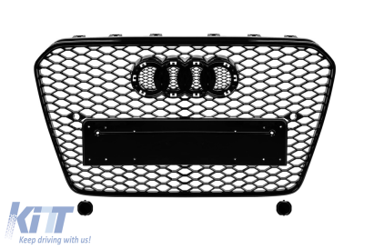 Grilă tip RS5 crom/neagră, potrivită pentru Audi A5 Sportback, coupe, cabrio 2012-2016 pentru modelele echipate cu bara de protecție frontală standard sau S-line Performance AutoTuning