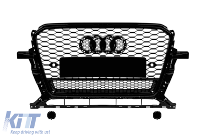 Grilă tip RS cu lac negru, potrivită pentru Audi Q5 2012-2015, cu deschideri pentru senzori de parcare Performance AutoTuning