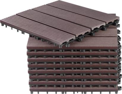 Set dale pentru terasă cu efect lemn WPC, 31x31 cm, 9 piese, maro-gri