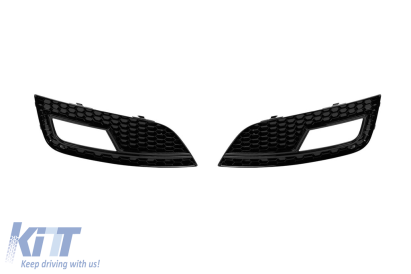Set grilă tip RS4 în jurul farurilor de ceață potrivit pentru Audi A4 B8 sedan, break 2012-2015, lac negru Performance AutoTuning