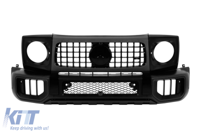 Kit de bara fata din lac negru tip W465 potrivit pentru Mercedes G-Class W464 dupa 2018 cu PDC, grila, inele pentru faruri, extensii pentru aripi Performance AutoTuning