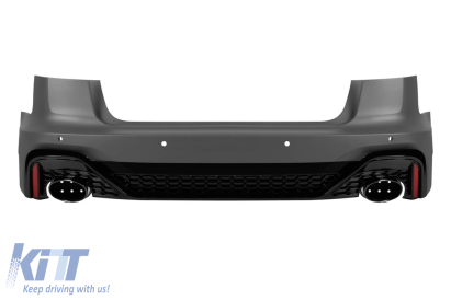 Bara spate RS6 2021 potrivită pentru Audi A6 sedan 2015-2018 cu ieșiri de evacuare negre Performance AutoTuning