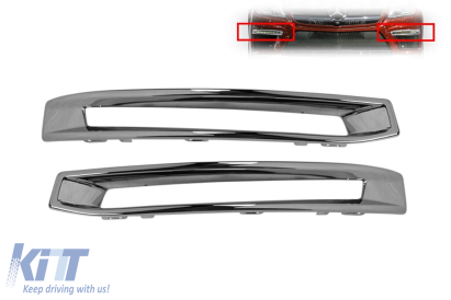 Set de trim cromat pentru grila în jurul luminilor de zi, potrivit pentru bara AMG pe Mercedes GL X166 2012-2015, stânga și dreapta Performance AutoTuning