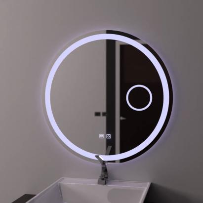 Oglindă LED rotundă 70 cm Touch Luxor, dimabilă, cu sistem de dezaburire