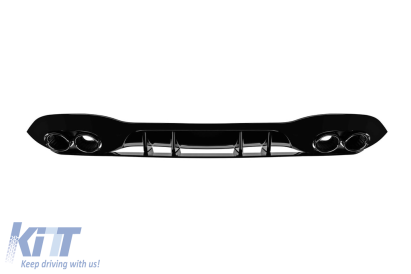 Difuzor tip A45 cu capace negre potrivit pentru bara de protecție A Design la Mercedes Clasa A W177 după 2018 -oo--oo- Performance AutoTuning