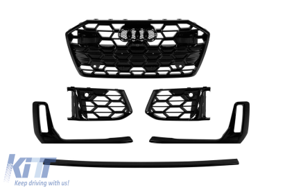 Set grilaj negru lucios potrivit pentru bara de protecție frontală Audi A6 S Line 2019–2024 Performance AutoTuning
