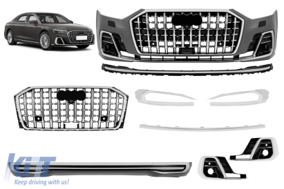 Pachet de tuning potrivit pentru Audi A8 D5 2017–2022 – Conversie la D5PA Horch (după 2023) cu elemente cromate – Nu este necesară înlocuirea farurilor sau a stopurilor Performance AutoTuning