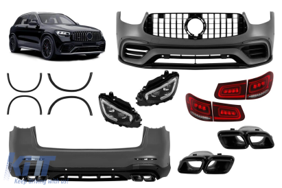 Conversie de tuning design 63 potrivită pentru Mercedes GLC SUV X253 2016-2019 la GLC X253 Facelift 2020-2022 Performance AutoTuning