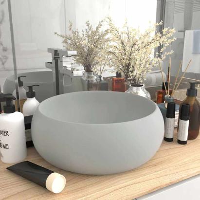 Chiuvetă baie lux gri deschis mat 40x15 cm ceramică rotund GartenMobel Dekor