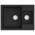 Chiuvetă bucătărie dublă cu orificiu de preaplin, negru, granit GartenMobel Dekor