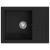 Chiuvetă de bucătărie cu orificiu de preaplin, negru, oval, granit GartenMobel Dekor