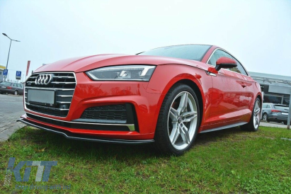 Spoiler Maxton Design versiunea 1 potrivit pentru bara frontală S5, S-Line a Audi A5 F5 coupe, Sportback după 2016, lac negru Performance AutoTuning