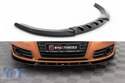 Spoiler Maxton Design versiunea 2 potrivit pentru bara frontală a Audi A7 C7 2010-2014, lac negru Performance AutoTuning