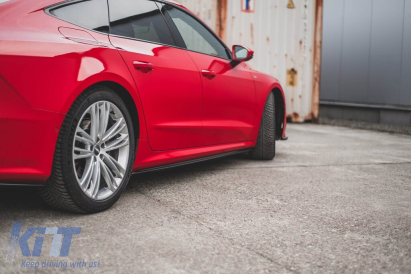 Adăugiri Maxton Design tip S-Line pentru praguri Audi A7 C8 după 2017, lac negru Performance AutoTuning