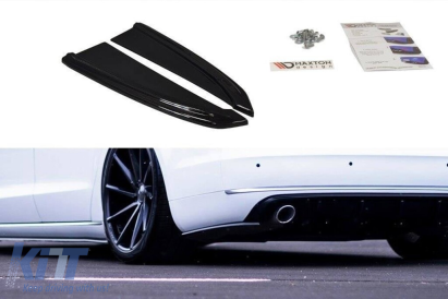 Adăugiri laterale Maxton Design potrivite pentru bara de protecție spate standard a Audi A8 D4 2009-2013, lac negru Performance AutoTuning