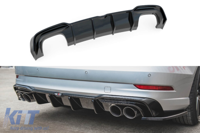 Difuzor Maxton Design potrivit pentru bara spate S3 la Audi A3 8V sedan 2016-2020, lac negru Performance AutoTuning