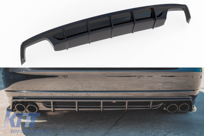 Difuzor Maxton Design potrivit pentru bara de protecție spate S8 pe Audi A8 D4 2015-2017, lac negru Performance AutoTuning