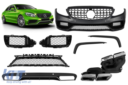 Un pachet de design tip C63 potrivit pentru Mercedes C-Class W205 sedan, S205 break 2013-2019 pentru modelul cu bara de protecție spate standard Performance AutoTuning