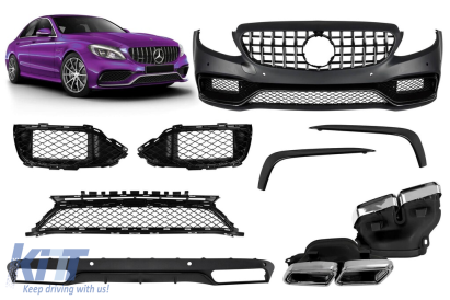 Un pachet de design tip C63 potrivit pentru Mercedes C-Class W205 sedan, S205 break 2013-2019 pentru modelul cu bara de protecție spate standard Performance AutoTuning