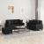 Set de canapele cu perne, 3 piese, negru, piele ecologică GartenMobel Dekor