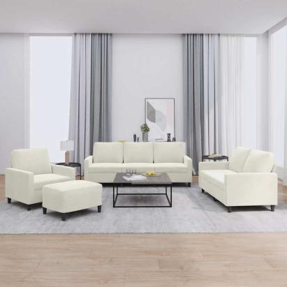 Set de canapele cu perne, 4 piese, crem, catifea GartenMobel Dekor