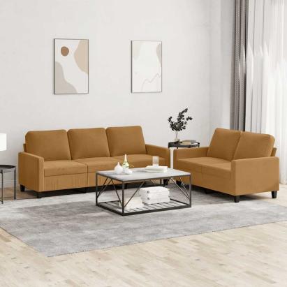Set de canapele cu perne, 2 piese, maro, catifea GartenMobel Dekor