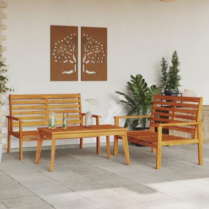 Set mobilier de grădină cu perne, 3 piese, lemn masiv acacia GartenMobel Dekor