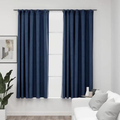 Draperii opace aspect in, cu cârlige 2 buc. albastru 140x175 cm GartenMobel Dekor