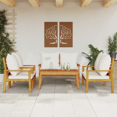 Set mobilier de grădină cu perne, 5 buc., lemn masiv acacia GartenMobel Dekor