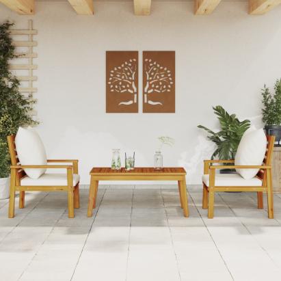 Set mobilier de grădină cu perne, 3 piese, lemn masiv acacia GartenMobel Dekor