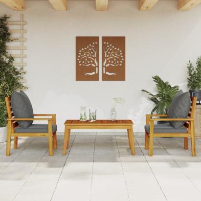 Set mobilier de grădină cu perne, 3 piese, lemn masiv acacia GartenMobel Dekor