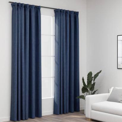 Draperii opace aspect in, cârlige, 2 buc., albastru, 140x245 cm GartenMobel Dekor