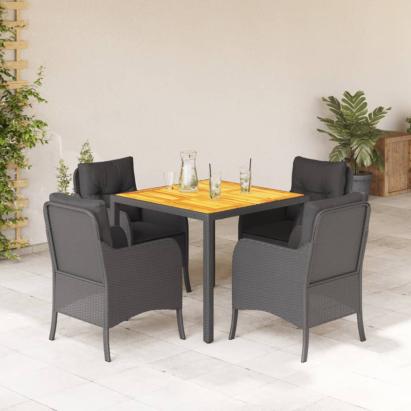 Set mobilier de grădină cu perne, 5 piese, negru, poliratan GartenMobel Dekor