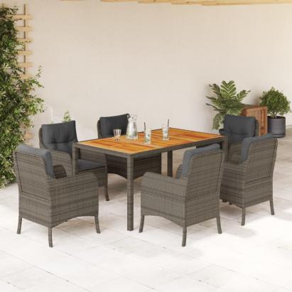 Set mobilier de grădină cu perne, 7 piese, gri, poliratan GartenMobel Dekor