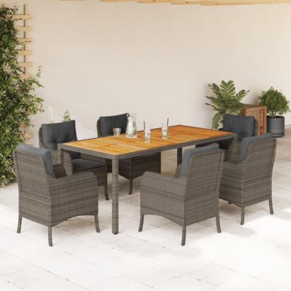 Set mobilier de grădină cu perne, 7 piese, gri, poliratan GartenMobel Dekor