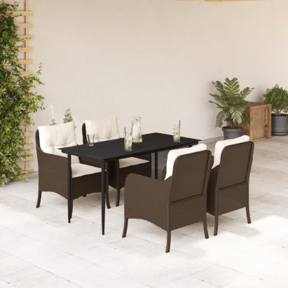 Set mobilier de grădină, 5 piese, cu perne, maro, poliratan GartenMobel Dekor