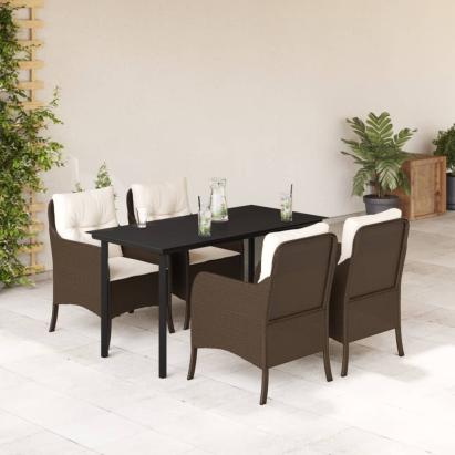Set mobilier de grădină, 5 piese, cu perne, maro, poliratan GartenMobel Dekor